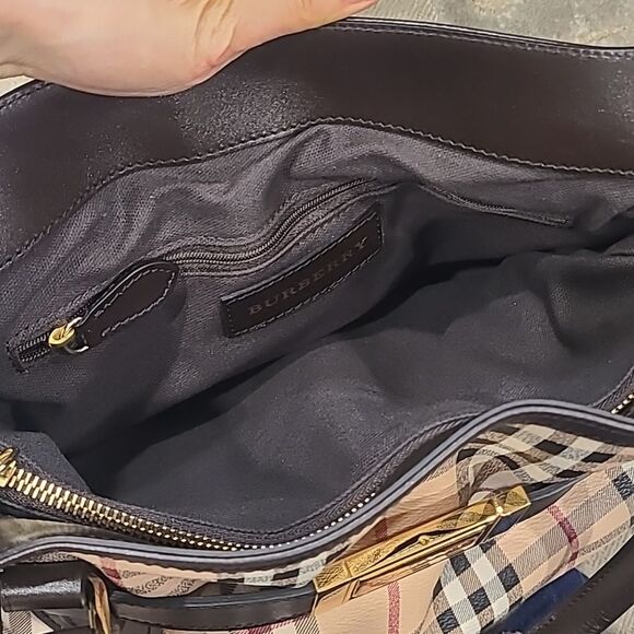 Burberry Haymarket Check Golderton Tote Medium Authentic Crossbody Brown Tan - Picture 2 of 10